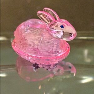 Pink Glass Rabbit Figurine